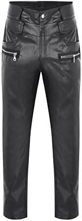 Leren broek voor heren, lang, zwart, cargobroek voor heren, PU-leer, bikerbroek, vintage motorbroek, meerdere zakken, grote maten, leren broek, slim fit, lederhose-leder-jeansbroek, bikerjeans