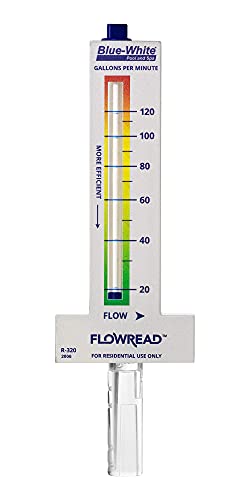 Blue-White FLOWREAD® R-320, 20-120 GPM, Acrylic Flow Meter for 2' ID Pipe, accurate flow rate measurement for residential swimming pools