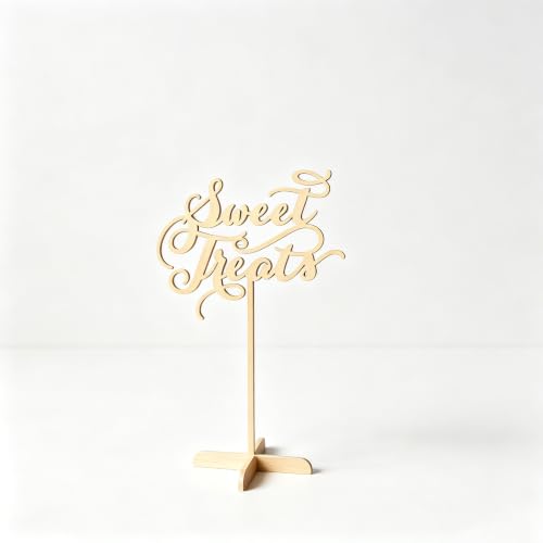 Sweet Treats Table Sign,Wooden Dessert FreeStanding Table sign for Wedding Engaged Anniversary Bridal Shower Theme Party Supplies