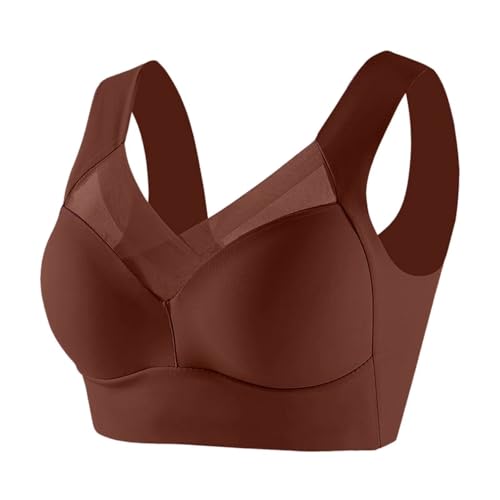 bras for women no underwire,Oversized Seamless Wirefree Bras for Older Women 2026 Wireless Posture Correcting Push Up Anti Sagging Full Coverage Ice Silk Bra Sports Bra Plus Size Support brasieres