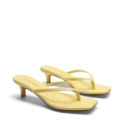 DREAM PAIRS Women's Flip Flop Kitten Heel Sandal | low flip flop heels,square toe minimalist thong design,1.97 inch slip on casual summer mules,for summmer vacation