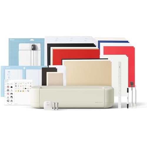 Cricut Explore® 5 Essential Bundle + Digital Content, Taupe | Includes Supplies for 65 Projects + Bonus Digital Content - Works with 100+ Materials - Sleek, Simplified Design