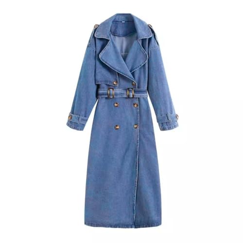 【AMERI】FAKE LAYERED DENIM LONG COAT New Women's Overcoat Long Trench Coat Denim Jacket Coats