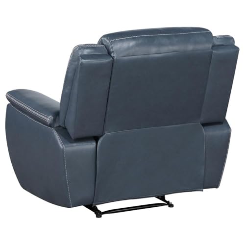 Sillón reclinable manual de cuero sintético azul miniatura 6