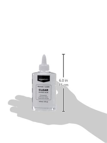 Amazon Basics Washable Liquid School Glue, 5 oz Bottle, Clear, 12-Pack