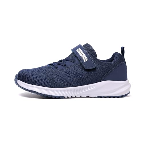 Boyuwarm Kids Athletic Tennis Shoes, Lightweight Running Sneakers, Non-Slip Sport Shoes, Boys Girls (Dark Blue, Big Kid, 2, Numeric, US Footwear Size System, Medium)