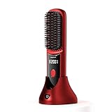 Cordless Hair Straightener Brush, Portable Enhanced Ionic Straightening Brush, 3 Heat Levels, Dual Charging Design, Straightening Comb for Home, Travel. (Red)