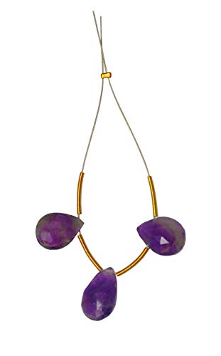 Lot de 3 améthystes facettées en amande Ns1650-B07FYJ1G pour création de bijoux