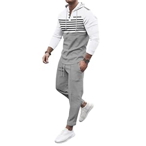 Homme Ensembles Décontractées Vêtements de Sport Deux Pièces Couleur Solide 2 Pièces Sets Survêtement Col Rond Pull-Over Décontractés à Manches Longues Pantalon de Jogging Homme Automne