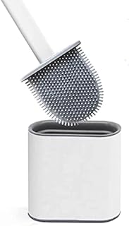 Toilet Brush, Deep Cleaning Bowl Buddy Toilet Brush with Non-Slip Long Handle and Flexible Bristles, Detachable Base, Silicon Toilet Cleaner Brushes and Holders for Bathroom Hygiene (White)