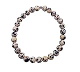 Featherly Dalmatian Jasper 6mm Crystal Gemstone Beaded Stretch Bracelet - Joy