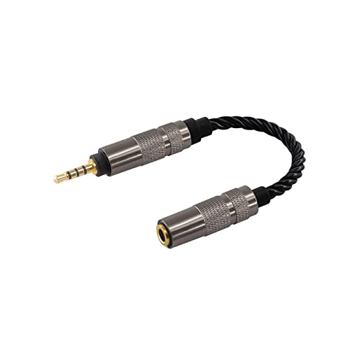 Headphone Adapter 2.5mm Male to 3.5mm Female Adapter for 3.5mm Cable Connected to Balanced 2.5mm Player Device High Stereo Audio Converter OFC Cable with Gold-Plated Plug 6 inch Length Extension Cord