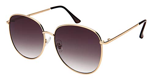 Edge I-Wear Round Style Sunglasses Women Oval Sunglass Flat Mirror Lens 3197-FLOCR-1(G.ap)