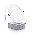 ECOELER 6 Inch Slim Recessed Lighting with Junction Box, Dimmable Recessed Can Lights, 5000K Daylight, 12W 1100Lm Dimmable LED Downlight, ETL & Energy Star
