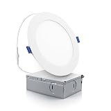 ECOELER 6 Inch Slim Recessed Lighting with Junction Box, Dimmable Recessed Can Lights, 5000K Daylight, 12W 1100Lm Dimmable LED Downlight, ETL & FCC Listed