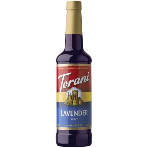 Torani Lavender Sugar Free Syrup (750ml) – Zero Calorie Lavendar Syrup for Cocktails, Mocktails, Iced Tea, Sodas & Protein Shakes – No Sugar, No Alcohol – Ideal for Drinks and Desserts