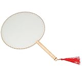 LARGE APPLICATION: Éventail artisanal rond en papier blanc, fait d'éventail en soie translucide, l'éventail décoratif convient aux mariages chinois, aux spectacles de cosplay, aux accessoires de danse, etc.