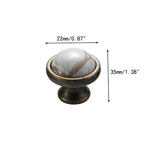 ANSIEDIO 4 Vintage Ceramic Drawer Knobs - Round Kitchen Cabinet Cupboard Door Knobs Pull Handles - Bronze/Marble - Diameter 22mm - Image 3