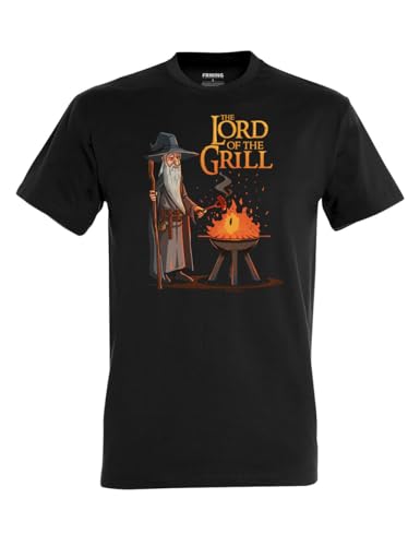 Image of The Lord of The Grill Men's Short-Sleeved T-Shirt, Model: 369A, Black/White, 3XL