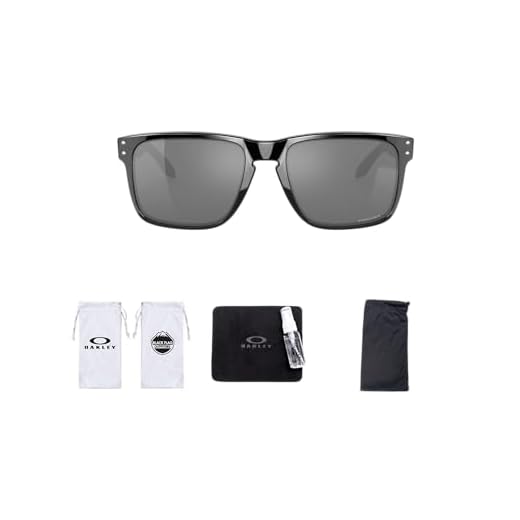 Oakley Óculos de sol quadrados Holbrook XL OO9147 | Pacote com kit de limpeza e bolsa de microfibra adicional, Preto polido / preto Prizm
