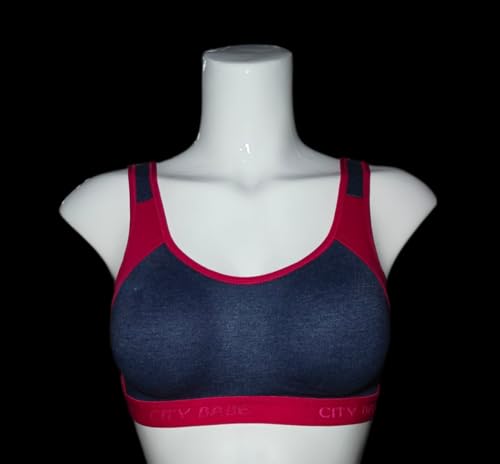 Image of CITYBABE Sports Bra for Women, Breathable Fabric, Support and Comfort, B Cup (B, Blue Pink, 30B)