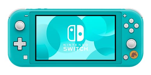 Frente de la consola Nintendo Switch Lite mostrando el logo de Nintendo Switch en pantalla
