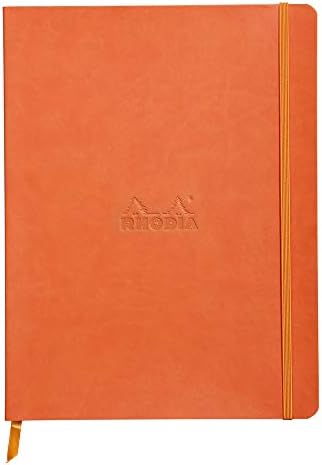RHODIA 117510C - Purple Flexible Notebook - 19x25 cm - Lined - 160 pages - Clairefontaine Ivory Paper 90 g/m - Bookmark, Elastic Closure - Faux Leather Cover - Rhodiarama Collection