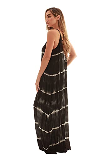 Image of Riviera Sun Women's Tie Dye Maxi Dress, Spaghetti Strap Open-Back Sundress and Beach Cover Up