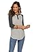 HOCOSIT Women's Raglan V Neck Summer Tops 3/4 Sleeve Ladies Button Henley Shirt Boyfriend Style Blouse