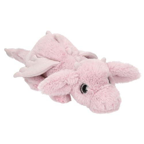 Depesche 14182 Snukis - Kuscheltier Drache in Rosa mit weichem Fell und rosa Glitzer-Augen ca. 50 cm großes Plüschtier