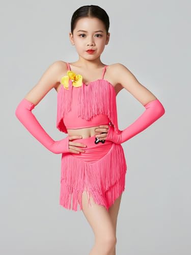 Robe de danse latine à franges fluides costume cha-cha extensible - 6