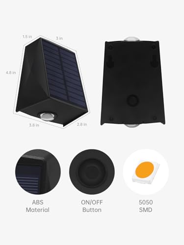 Solar Lights Outdoor Up Down Waterproof IP65 Solar Sconce Dusk to Dawn Warm White 3000K for Porch, Patio, Wall, Fence, Outside