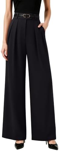 NIMIN Womens Wide Leg Work Dress Pants Business Casual Trousers Black