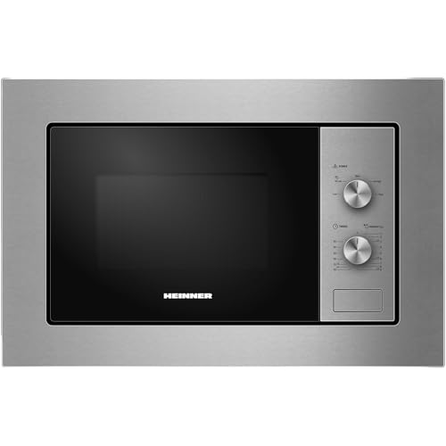 HEINNER HMW-MDBI20MIX 20L Einbau-Mikrowellenofen mit Digitalsteuerung und 1000W Schwarzes Glas - 5 Jahre Garantie (Schwarz 20L)