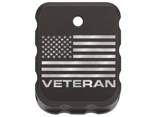 NDZ Performance Brass Magazine Base Plate for Canik TP9 – Armor Black Cerakote Finish – Laser Engraved – Fits TP9SF, TP9SFX, TP9 Elite SC – Silver Fill – US Flag Veteran Text