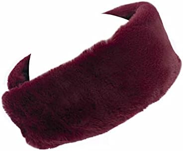 surell Faux Rex Rabbit Fur Winter Headband/Scarf - Fuzzy Furry Plush Adjustable Headband - Fall Winter Hair Accessories - Cute Women's Fashion - Plush Winter Scarf - Wine