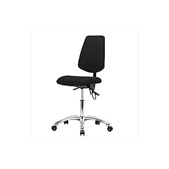 Thomas 1163R54 ESD Fabric Desk Height Chair with Medium Back, Chrome Base, with Tilt, Without Arms, ESD Glides, Black