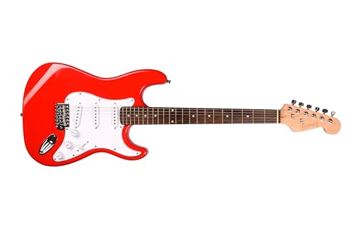 Image of Juarez Electric Guitar 38 inch Strat Style, H-S-S Pickup, 21 Frets, Red Gloss, Maple Neck, Rosewood Fingerboard, Chrome Hardware - with Bag, Tremolo Rod, Cable, Picks & Allen Key