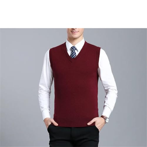 Men's Solid Color Wool Korean Version Sweater Base V-Neck Large-Size Vest3