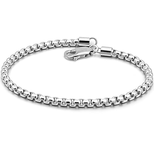 SHIBIDEBAOHUA Solid 925 Sterling Silver 3mm Round Box Chain Bracelet by SHIBIDEBAOHUA - Used condition - US$27.54