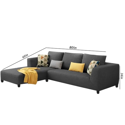 Image of Casaliving Minta LHS 4 Seater L Shape Sofa Set for Living Room (Dark Grey in Colour Fabric) Premium Fabric Sofa Set for - Hall /Living Room