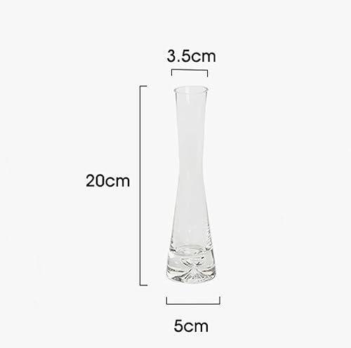 Miniatura 2 de Jarrón de cristal soplado hecho a mano, pequeño jarrón de vidrio de un solo tallo para decoración del hogar, 7.9 in de altura (transparente)
