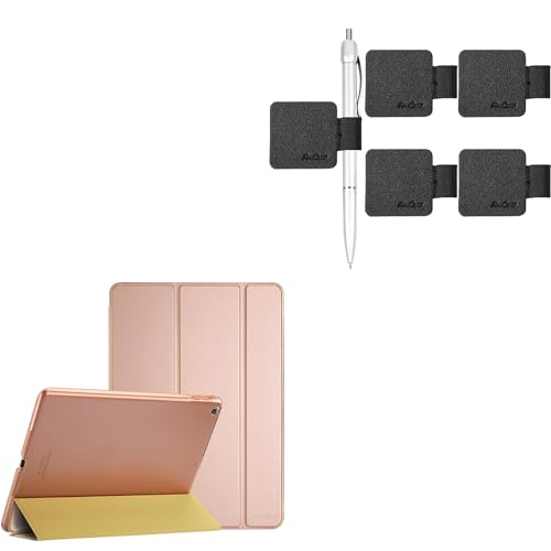 ProCase iPad 9.7 Case (Old Model) 2018 iPad 6th Generation / 2017 iPad 5th Generation Rosegold Case Bundle with (5 Pack) ProCase Pen Loop Holder for Notebooks Journals Planners Tablet Case