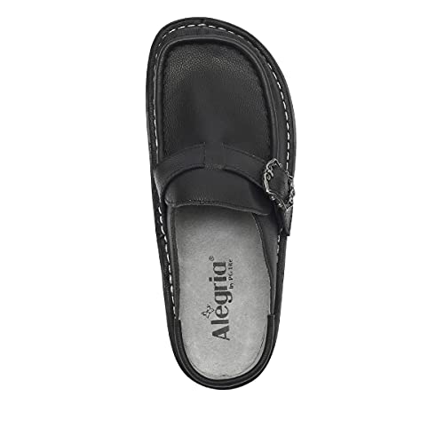 Image of Alegria Women's Brigid Leather Moc Toe Open Back Clog with Heel Cup