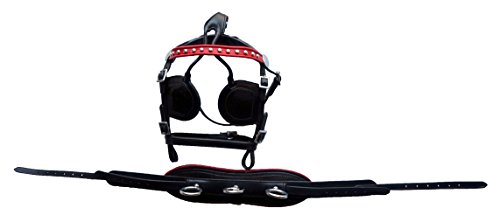 Equitem Black Leather Mini Sh Pony Driving Show Training Cart Harness with Red Trim - Thumbnail 2