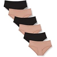 6-Pack Amazon Essentials Women's Breathable Microfiber Seamless Panties (Black/Dusted Pearl)