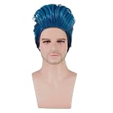 FOVER Mens Blue Wig for hades Wig Short Blue Wigs for hades Costume Cute Synthetic Wigs for Costume Cosplay Party FE027BL