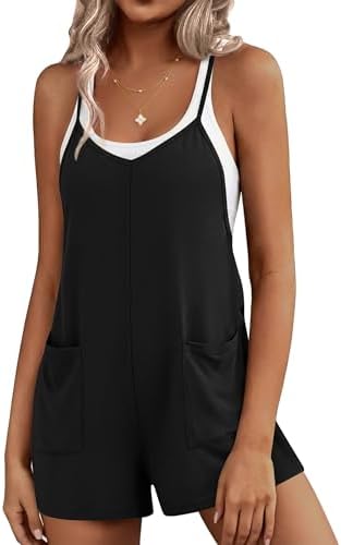 Ekouaer Rompers for Women Summer Casual Boho Short Jumpsuits Beach Outfits