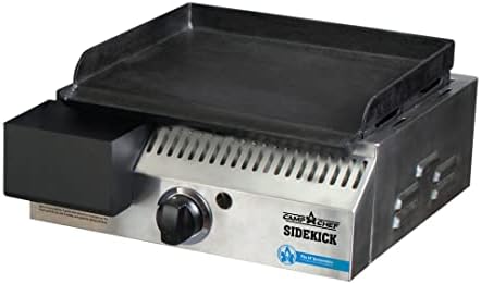 Camp Chef Sidekick Grill Accessory, Flat Top Griddle included, 14" cooking system compatible, Stainless/Black