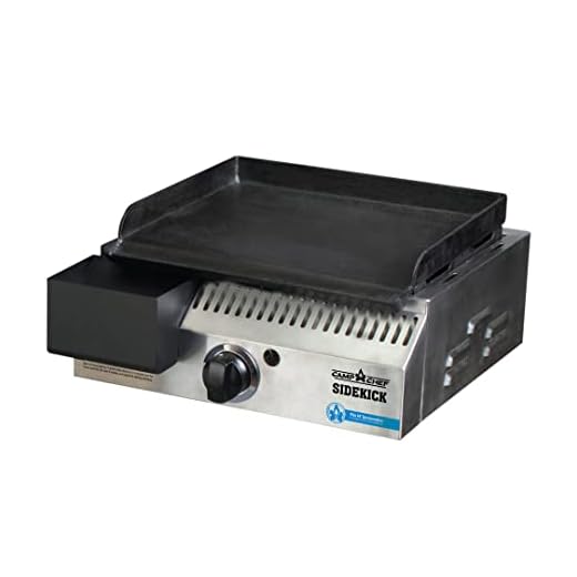 Camp Chef Sidekick Grill Accessory, Flat Top Griddle included, 14" cooking system compatible, Stainless/Black